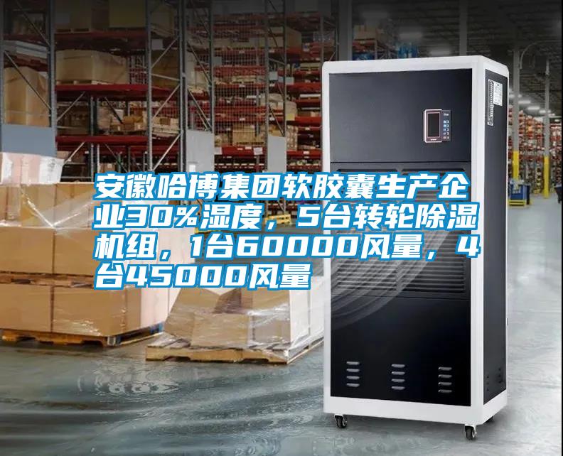 安徽哈博集團(tuán)軟膠囊生產(chǎn)企業(yè)30%濕度，5臺(tái)轉(zhuǎn)輪除濕機(jī)組，1臺(tái)60000風(fēng)量，4臺(tái)45000風(fēng)量